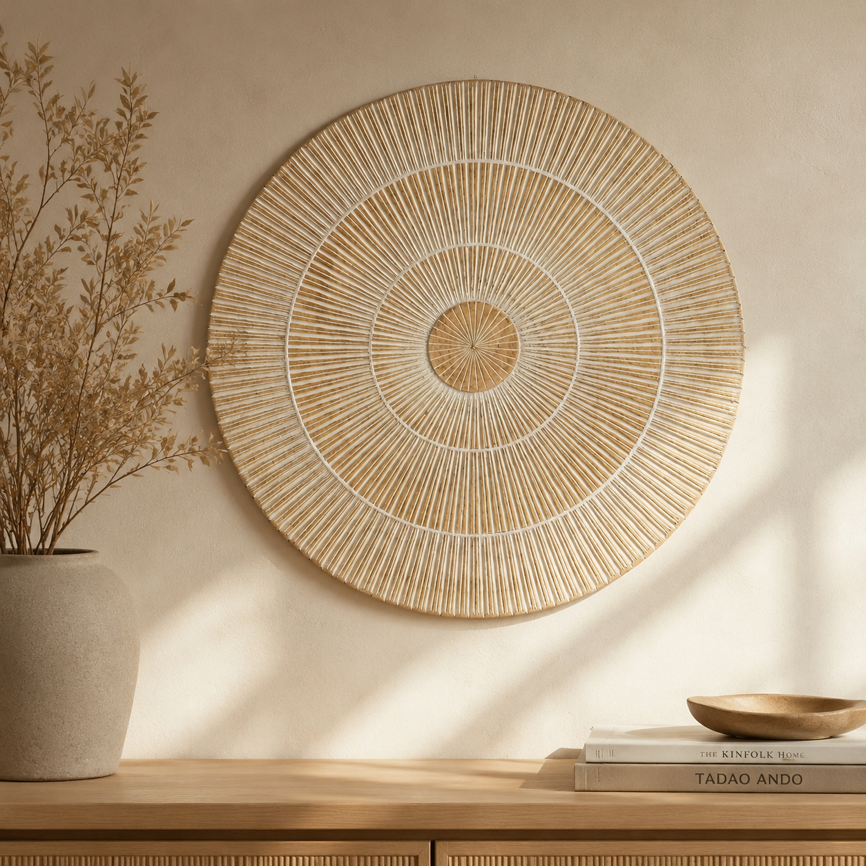 Hand Carved Round Wall Accent